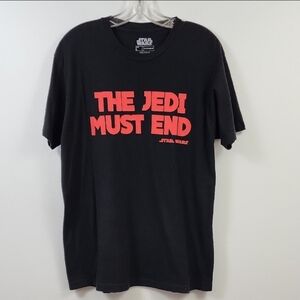 Star Wars Black Tee Shirt Red Letter Graphics Short Sleeve Top,  sz LG